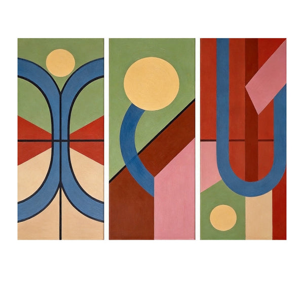 Multi Panel Canvas Art, Large Group Paintings, Geometric Abstract Paintings, Modern Paintings for Living Room-ArtWorkCrafts.com
