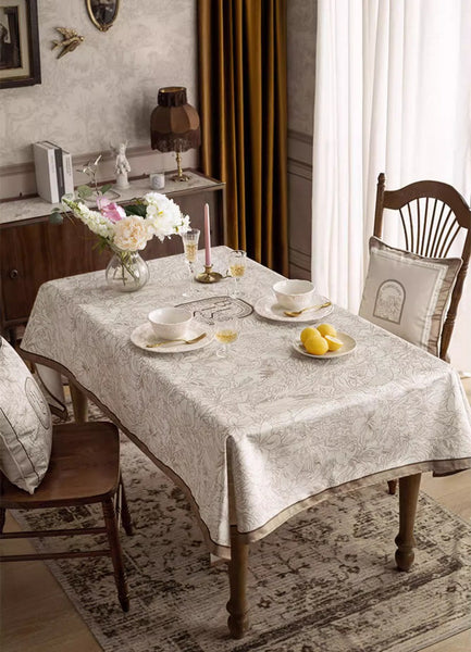 French Style Tablecloth for Dining Table, Beautiful Table Cover for Dining Room Table, Modern Rectangle Tablecloth for Oval Table-ArtWorkCrafts.com