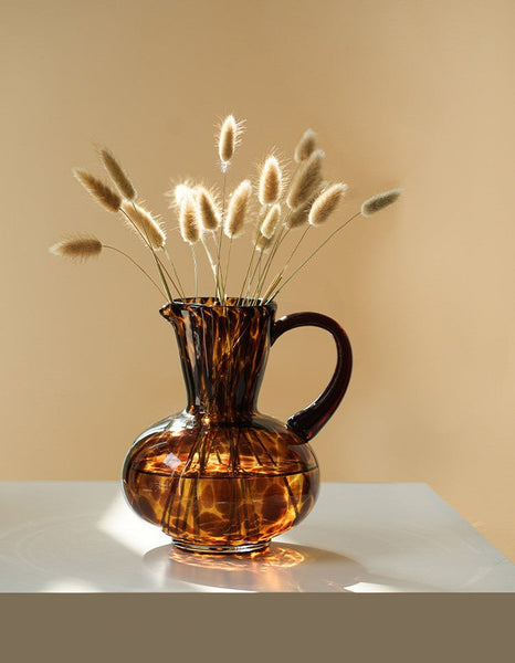 Mid Century Glass Vases, Centerpiece Contemporary Vases on Table, Handmade Modern Vases for Bedroom, Decorative Glass Vase, Modern Glass Vase for Flowers-ArtWorkCrafts.com