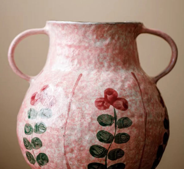 Handmade Water Holding Flower Vases, Rustic Pottery Flower Vases, Small Flower Vases on Table, Pink Bud Vases-ArtWorkCrafts.com