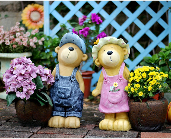 Garden Animal Sculpture Bear Statues, Garden Decor Ideas, Outdoor Garden Decoration, Animal Statues, Garden Ornament, Villa Courtyard Decor-ArtWorkCrafts.com