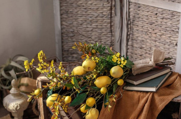 Lemon Branch, Fragrans stems, Fern leaf, Creative Flower Arrangement Ideas for Home Decoration, Unique Artificial Flowers, Simple Artificial Floral for Dining Room Table-ArtWorkCrafts.com