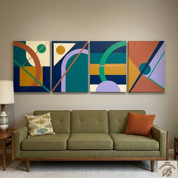 Abstract Geometric Art, Modern Paintings for Living Room, Multi Panel Wall Art Painting-ArtWorkCrafts.com