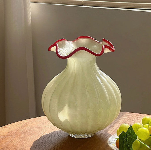 French Vintage Glass Flower Vases, Glass Bud Vases, Flower Vases on Table, Handmade Water Holding Flower Vases