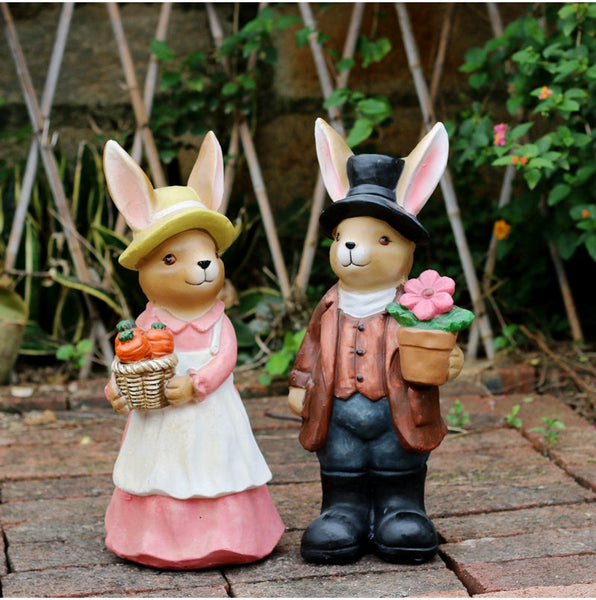 Garden Animal Sculpture Rabbit Statues, Garden Decor Ideas, Animal Statue for Garden Ornament, Villa Courtyard Decor, Outdoor Garden Decoration-ArtWorkCrafts.com