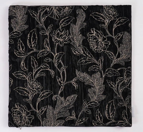 Contemporary Modern Sofa Pillows, Black Embroidery Flower Pattern Pillows for Couch, Decorative Throw Pillows for Bedroom, Large Modern Sofa Pillow for Dining Room