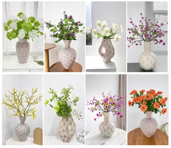 Unique Porcelain Flower Vases, Flower Vases on Table, Contemporary Vases for Modern Home Decor, Ceramic Bouquet Vases, Dining Table Centerpiece-ArtWorkCrafts.com