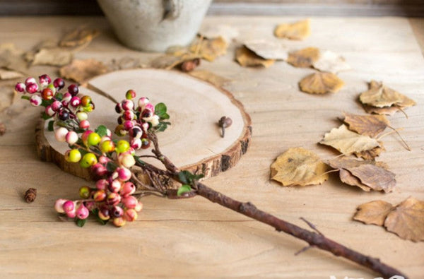 Cranberry Fruit Branch, Flower Arrangement Ideas for Living Room, Unique Artificial Flowers for Home Decoration, Spring Artificial Floral for Bedroom-ArtWorkCrafts.com