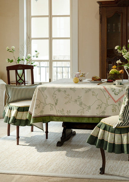 Spring Green Flower Table Covers, Large Modern Rectangle Tablecloth for Dining Table for Round Table, Farmhouse Table Cloth for Oval Table, Square Tablecloth for Kitchen-ArtWorkCrafts.com