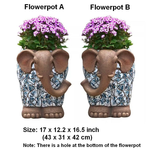 Unique Garden Flowerpot, Large Elephant Flowerpot, Resin Statue for Garden, Modern Animal Statue for Garden Ornaments, Villa Outdoor Decor Gardening Ideas-ArtWorkCrafts.com