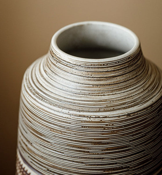 Centerpiece on Dining Table, Handmade Pottery Flower Vases Urn, Modern Bouquet Flower Vases, Water Holding Flower Vases, Large Flower Vase on Table-ArtWorkCrafts.com