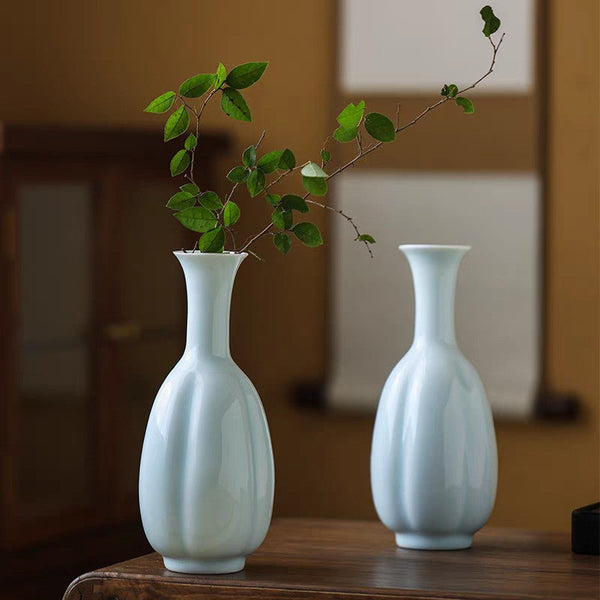 Small Flower Vases on Table, Rustic Porcelain Flower Vases, Ceramic Bud Vases, Handmade Water Holding Flower Vase-ArtWorkCrafts.com