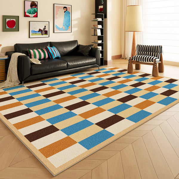 Mid Century Modern Rugs, Modern Living Room Rug Ideas, Geometric Contemporary Area Rugs, Colorful Modern Rugs for Bedroom-ArtWorkCrafts.com