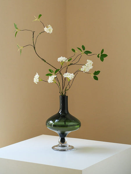 Decorative Glass Vase, Mid Century Glass Vases, Handmade Modern Vases for Bedroom, Centerpiece Contemporary Vases on Table, Modern Glass Vase for Flowers-ArtWorkCrafts.com