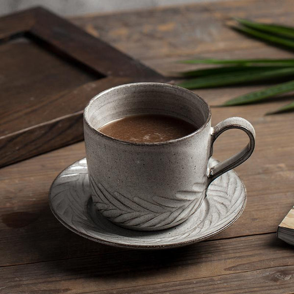 Large Coffee Cup, Pottery Coffee Cups, Latte Coffee Cup, Breakfast Milk Cup, Cappuccino Coffee Mug, Coffee Cup and Saucer Set-ArtWorkCrafts.com
