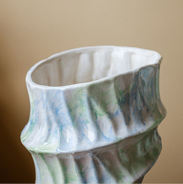 Centerpiece on Dining Table, Modern Porcelain Flower Vases, Handmade Water Holding Flower Vases, Ceramic Bouquet Vases, Flower Vases on Table-ArtWorkCrafts.com