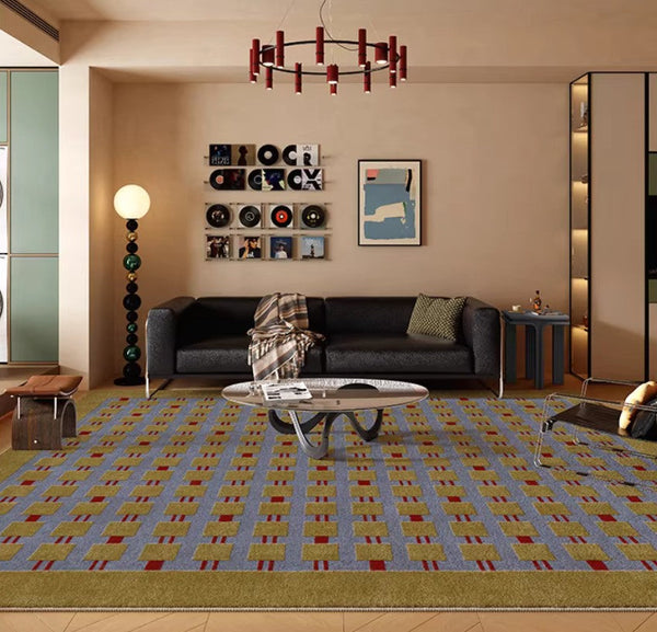 Mid Century Modern Rugs for Living Room, Vintage Area Rugs for Bedroom, Large Contemporary Area Rugs for Dining Room-ArtWorkCrafts.com