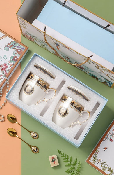 Beautiful British Ceramic Mugs, Large Capacity Ceramic Mugs for Office, Large Royal Bone China Porcelain Mug, Elegant Ceramic Coffee Mug-ArtWorkCrafts.com