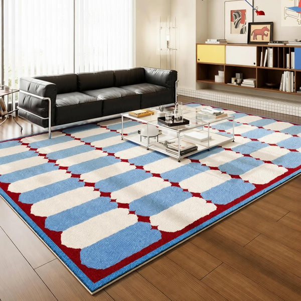 Mid Century Modern Rugs, Contemporary Modern Rugs for Dining Room, Bedroom Modern Floor Carpet, Blue Modern Rug Designs, Living Room Rug Ideas-ArtWorkCrafts.com