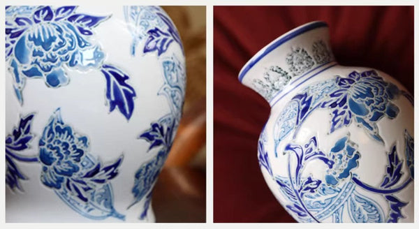 Handmade Flower Vase, Vintage Flower Vases on Dining Table, Porcelain Flower Vases, Centerpiece Ceramic Bouquet Vases-ArtWorkCrafts.com