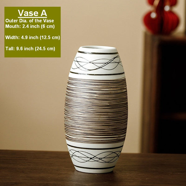 Large Flower Vase on Table, Modern Bouquet Flower Vases, Centerpiece on Dining Table, Handmade Pottery Flower Vases Urn, Water Holding Flower Vases-ArtWorkCrafts.com