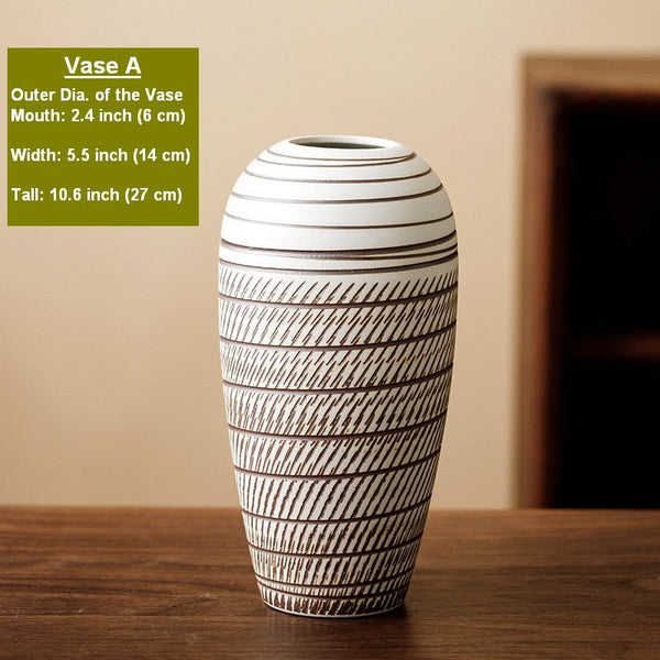 Modern Bouquet Flower Vases, Centerpiece on Dining Table, Large Flower Vase on Table, Handmade Pottery Flower Vases Urn, Water Holding Flower Vases-ArtWorkCrafts.com