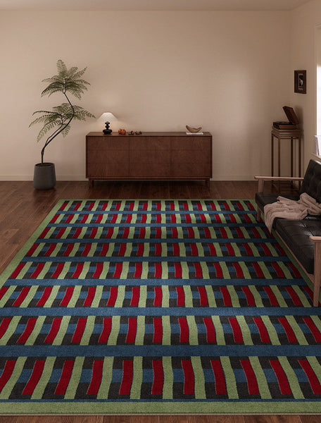 Colorful Absract Rugs for Bedroom, Minimalist Geometric Rugs for Living Room, Mid Century Modern Rugs, Contemporary Modern Rugs for Living Room-ArtWorkCrafts.com