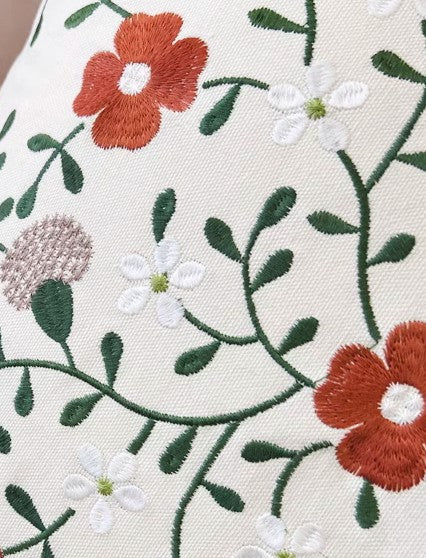 Bird Spring Flower Decorative Throw Pillows, Farmhouse Sofa Decorative Pillows, Embroider Flower Cotton Pillow Covers, Flower Decorative Throw Pillows for Couch-ArtWorkCrafts.com