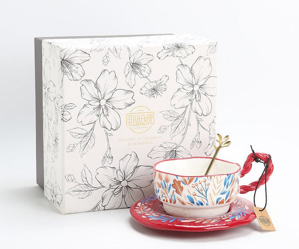 Ceramic Coffee Cup Set, Tea Cup With Saucer, Coffee Cup With Saucer, Porcelain Tea Cup Set, British Afternoon Tea Set, Gift Box Tea Set-ArtWorkCrafts.com