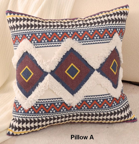 Square Pillows for Couch, Oriental Decorative Throw Pillows for Living Room, Geometric Modern Pillow Covers, Bohemian Decorative Sofa Pillows-ArtWorkCrafts.com