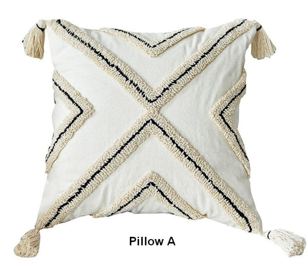 Geometric Square Modern Throw Pillows for Couch, Beige Decorative Throw Pillows, Contemporary Throw Pillow for Interior Design-ArtWorkCrafts.com