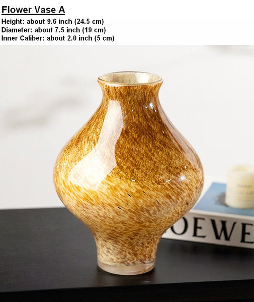 Modern Glass Bud Vases, Centerpiece Vases on Table, Handmade Liuli Vases, Color Glaze Vase, Contemporary Vases for Modern Home Decor-ArtWorkCrafts.com