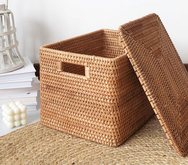 Storage Basket for Shelves, Large Rectangular Storage Basket, Storage Baskets for Kitchen, Woven Storage Basket for Living Room-ArtWorkCrafts.com