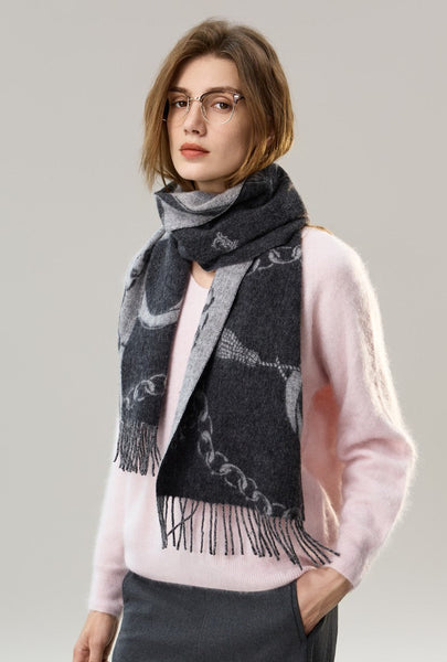 Holiday Women Scarf, Christmas Gifts for Her, Modern Wool Scarf, Warm Winter Scarf, Cold Weather Scarf, Fashion Scarf, Soft Cashmere Scarf for Girls, Elegant Designer Scarf-ArtWorkCrafts.com