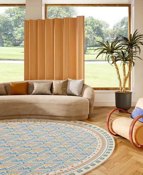 Abstract Contemporary Round Rugs for Dining Room, Circular Modern Rugs for Bathroom, Geometric Modern Rug Ideas for Living Room, Modern Rugs for Children's Room-ArtWorkCrafts.com