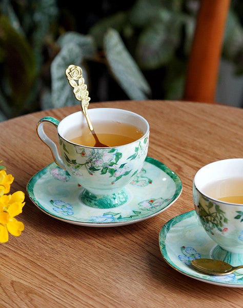 Luxury Tea Cup Set, Elegant Coffee Cup, Porcelain Tea Saucer, Ceramic Tea Cup Set, British Tea Cup Set-ArtWorkCrafts.com