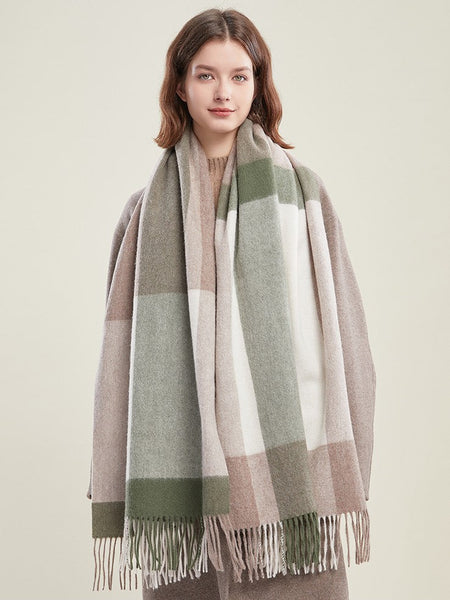 Wool Scarf for Women, Plaid Winter Shawl, Soft Wool Scarf for women, Christmas Holiday Gift, Evening Wrap, Large Winter Shawl, Elegant Shawl, Warm Cape, Winter Scarves-ArtWorkCrafts.com