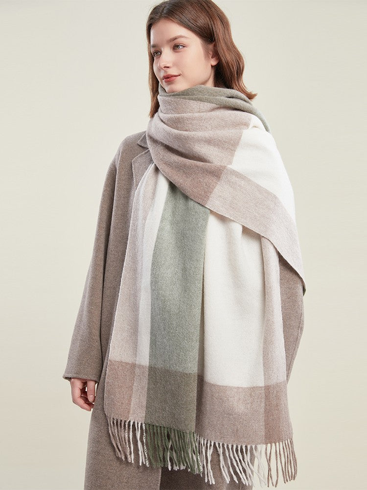 Wool Scarf for Women, Plaid Winter Shawl, Soft Wool Scarf for women, Christmas Holiday Gift, Evening Wrap, Large Winter Shawl, Elegant Shawl, Warm Cape, Winter Scarves-ArtWorkCrafts.com