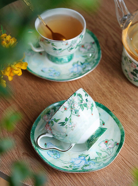 Luxury Tea Cup Set, Elegant Coffee Cup, Porcelain Tea Saucer, Ceramic Tea Cup Set, British Tea Cup Set-ArtWorkCrafts.com
