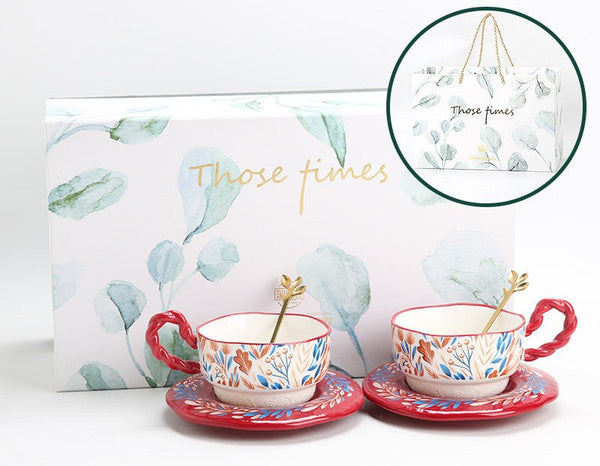 Porcelain Tea Cup Set, Ceramic Coffee Cup Set, Tea Cup With Saucer, Coffee Cup With Saucer, British Afternoon Tea Set, Gift Box Tea Set-ArtWorkCrafts.com