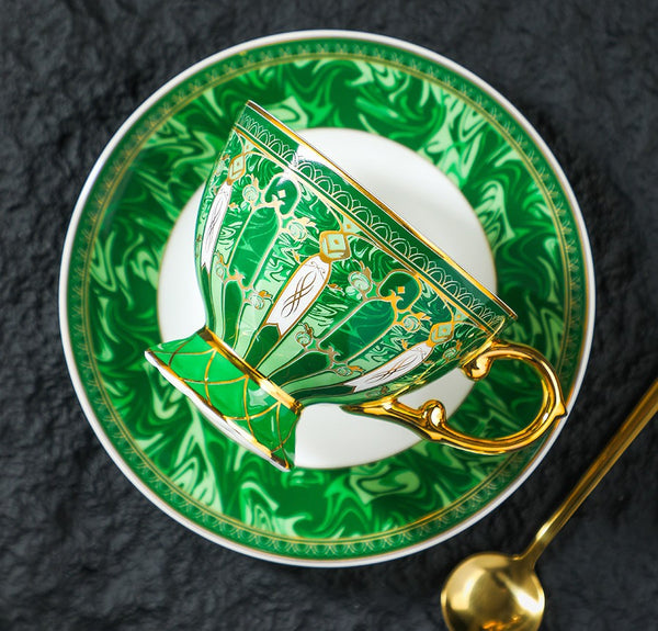 Creative Porcelain Tea Cup Saucer Set, 8 Ounce Tea Cup and Saucer Set of 2 Cups in Gift Box as Birthday Gift, Beautiful British Tea Cup with Saucer, Elegant Ceramic Coffee Cups-ArtWorkCrafts.com