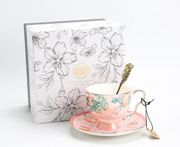British Tea Cup Set, Afternoon Tea Cup with Saucer Set, Porcelain Tea cups, Elegant Coffee Cup, Porcelain Coffee Cups, Coffee Cup in Gift Box, Vintage Tea Cup Set-ArtWorkCrafts.com