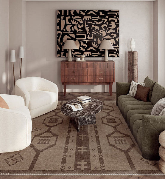 Large Contemporary Area Rugs for Dining Room, Modern Rugs for Living Room, Mid Century Area Rugs for Bedroom-ArtWorkCrafts.com