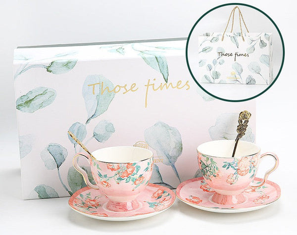 British Tea Cup Set, Afternoon Tea Cup with Saucer Set, Porcelain Tea cups, Elegant Coffee Cup, Porcelain Coffee Cups, Coffee Cup in Gift Box, Vintage Tea Cup Set-ArtWorkCrafts.com