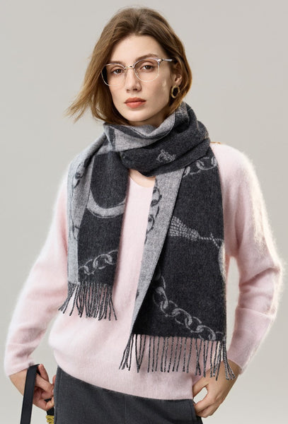 Holiday Women Scarf, Christmas Gifts for Her, Modern Wool Scarf, Warm Winter Scarf, Cold Weather Scarf, Fashion Scarf, Soft Cashmere Scarf for Girls, Elegant Designer Scarf-ArtWorkCrafts.com