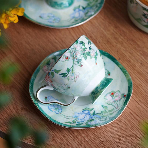 Luxury Tea Cup Set, Elegant Coffee Cup, Porcelain Tea Saucer, Ceramic Tea Cup Set, British Tea Cup Set-ArtWorkCrafts.com