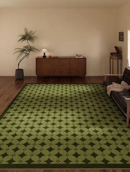 Mid Century Modern Rugs, Green Absract Rugs for Bedroom, Contemporary Modern Rugs for Living Room, Minimalist Geometric Rugs for Living Room-ArtWorkCrafts.com