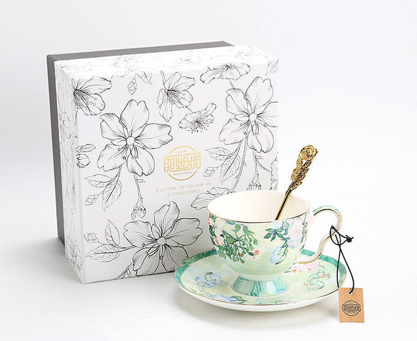 Luxury Tea Cup Set, Elegant Coffee Cup, Porcelain Tea Saucer, Ceramic Tea Cup Set, British Tea Cup Set-ArtWorkCrafts.com