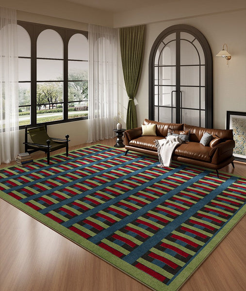Colorful Absract Rugs for Bedroom, Minimalist Geometric Rugs for Living Room, Mid Century Modern Rugs, Contemporary Modern Rugs for Living Room-ArtWorkCrafts.com