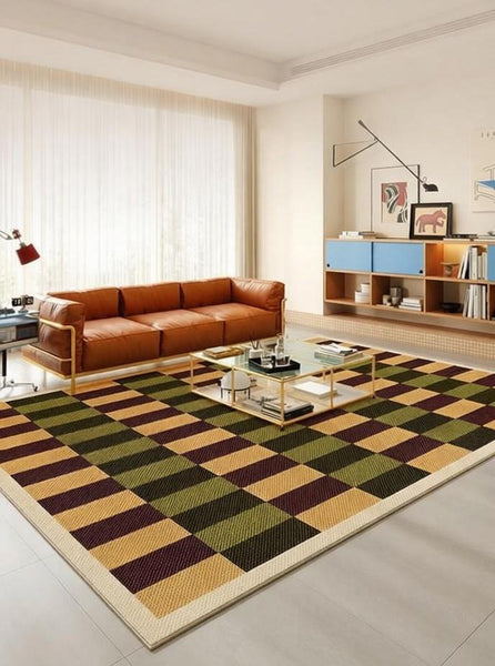 Mid Century Modern Rugs, Colorful Modern Rugs for Bedroom, Modern Living Room Rug Ideas, Geometric Contemporary Area Rugs-ArtWorkCrafts.com